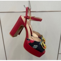 Grade Quality Valentino VLogo Signature Cherryfic Platform Sandals in Denim and Leather Black/Red 1028004