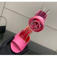 Top Grade Valentino Drip Rose Heel Sandals 10.5cm in Calfskin Leather Pink 1028006
