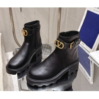 Unique Style Valentino VLogo Signature Strap Heel Ankle Boots 5.5cm in Calfskin Leather Black 1028009