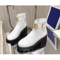 Top Grade Valentino VLogo Signature Strap Heel Ankle Boots 5.5cm in Calfskin Leather White 1028010