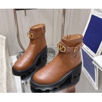 Popular Style Valentino VLogo Signature Strap Heel Ankle Boots 5.5cm in Calfskin Leather Brown 1028011