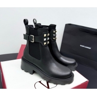 Best Product Valentino Rockstud Strap Heel Ankle Boots 5.5cm in Calfskin Leather Brown 1028018