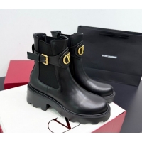 Good Looking Valentino VLogo Signature Strap Heel Ankle Boots 5.5cm in Calfskin Leather Black 1028019