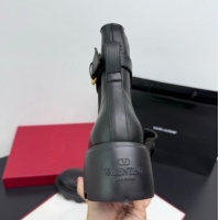 Good Looking Valentino VLogo Signature Strap Heel Ankle Boots 5.5cm in Calfskin Leather Black 1028019