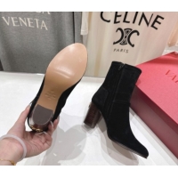 Most Popular Valentino Suede Heel Ankle Boots 7.5cm with Buckle Black 1028034