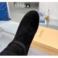 Hot Style Valentino Suede Heel High Boots 8cm with Buckle Black 1104080