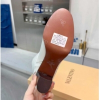 Sophisticated Valentino Calfskin Leather Heel High Boots 8cm with Buckle White 1104083