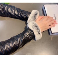 Cheapest Chanel Lambskin and Rubbit Fur Sleeve 1206 Black 2023