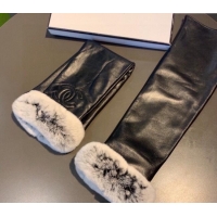 Cheapest Chanel Lambskin and Rubbit Fur Sleeve 1206 Black 2023