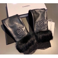 Original Cheap Chanel Lambskin and Fur Sleeve with Lace 1206 All Black 2023