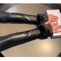 Original Cheap Chanel Lambskin and Fur Sleeve with Lace 1206 All Black 2023