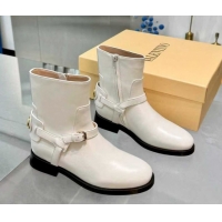 Hot Style Valentino VLogo Signature Strap Flat Ankle Boots in Calfskin Leather White 1104088