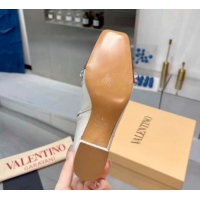 Best Grade Valentino VALET DU ROI Heel Ankle Boots 6.5cm in Goatskin Leather with Bow White/Brown 1104090