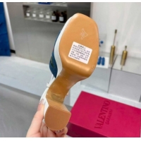 Best Product Valentino VLogo Signature Cherryfic Platform Sandals 11cm in Blue Denim and Leather White 1104098