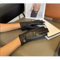 Inexpensive Chanel Lambskin and Cashmere Gloves with Metal-Tone CC 1023 Black 2024
