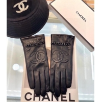 Modern Classic Chanel Lambskin Leather Gloves with Chain 1023 Black 2024