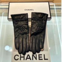 Modern Classic Chanel Lambskin Leather Gloves with Chain 1023 Black 2024