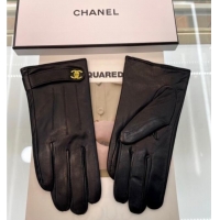 Fashion Discount Chanel Lambskin Gloves with CC Strap 1023 Black 2024