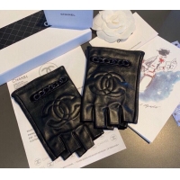Good Looking Chanel CC Lambskin Gloves with Chain 1023 Black 2024