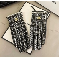 Most Popular Chanel Tweed Gloves with Pearls CC L 3115 Black 2024