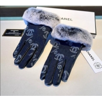 Best Price Chanel Fur, Denim and Leather Gloves 1023 Deep Blue 2024
