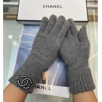 Best Price Chanel Cashmere Knit Gloves with Strass CC 1023 Grey 2024