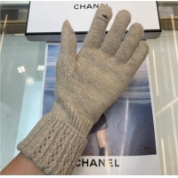 Best Price Chanel Cashmere Knit Gloves with Strass CC 1023 Beige 2024