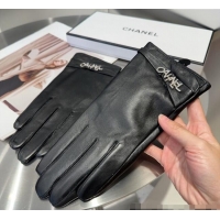 Big Discount Chanel Lambskin and Cahmere Gloves with Strass CHANEL 1129 Black 2024