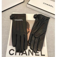 Buy Discount Chanel Lambskin Gloves with White CHANEL 1129 Black 2024