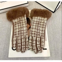 Fashion Discount Chanel Tweed Gloves 1129 Brown 2024