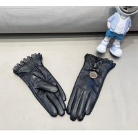 Classic Specials Chanel Lambskin and Cashmere Gloves with Flouncing 1129 Black 2024