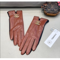 Best Discount Chanel Lambskin and Cashmere Gloves 1129 Brown Leather 2024