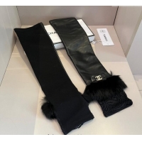 Buy Classic Chanel Lambskin and Fur Long Gloves 1111 Black 2025
