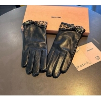 Best Product Miu Miu Lambskin and Cashmere Gloves with Print 1111 Black 2025