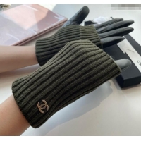 Best Price Chanel Knit, Lambskin and Cashmere Gloves 1111 Green 2025