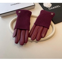 Grade Quality Chanel Knit, Lambskin and Cashmere Gloves 1111 Burgundy 2025