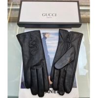Inexpensive Gucci KingSnake Lambskin Gloves G0111 Black 2024