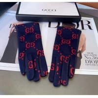 Best Price Gucci Maxi CC Gloves 1129 Navy Blue 2024