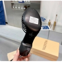 Luxurious Valentino Heart Calfskin Leather Heel Sandals 10cm Black VLTN121501 1215029