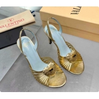 Popular Style Valentino Heart Calfskin Leather Heel Sandals 10cm Gold 2025 VLTN121501 1215030