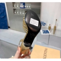 Popular Style Valentino Heart Calfskin Leather Heel Sandals 10cm Gold 2025 VLTN121501 1215030