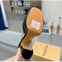 Low Price Valentino Heart Calfskin Leather Platform Sandals 11cm Black VLTN121501 1215036