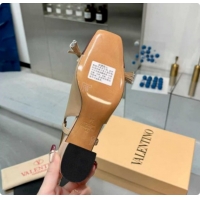 Low Cost Valentino VALET DU ROI Slingbacks Pump 6cm in Calfskin Leather with Tassel Bow Beige/Dark Burgundy 1215037