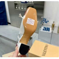 Classic Hot Valentino VALET DU ROI Slingbacks Pump 6cm in Calfskin Leather with Tassel Bow White/Brown 1215038