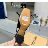 Top Grade Valentino VALET DU ROI Slingbacks Pump 6cm in Calfskin Leather with Tassel Bow Black/Brown 1215039