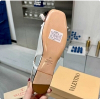 Stylish Valentino VALET DU ROI Slingbacks Flat in Calfskin Leather with Tassel Bow White/Brown 1215041