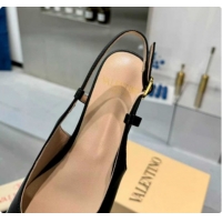 Classic Hot Valentino VALET DU ROI Slingbacks Flat in Calfskin Leather with Tassel Bow Black/Brown 1215042