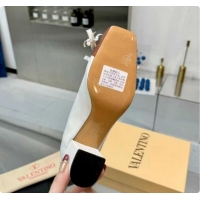 Cheap Price Valentino VALET DU ROI Pumps 6cm in Calfskin Leather with Tassel Bow White/Brown 1215045