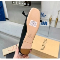 Stylish Valentino VALET DU ROI Ballerinas Flat in Calfskin Leather with Tassel Bow Black/Brown 1215048