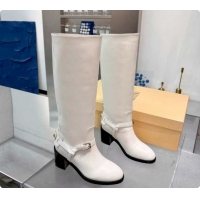 1:1 aaaaa Valentino VLogo Signature Strap Heel High Boots 7cm in Calfskin Leather White VLTN121502 1215049